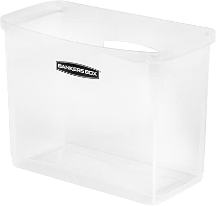BANKERS BOX 1-pack bärbar öppen skrivbordsförvaringslåda i plast med hängande skenor, sidohandtag, organiseringsfack, brev