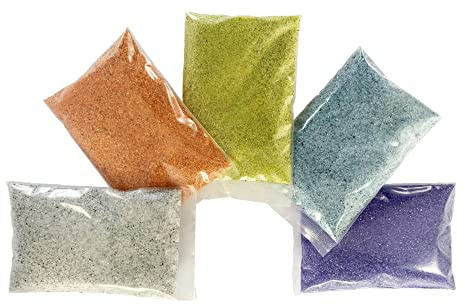 naninoa SPIEGELSAND, Glassand Set 0,1-0,5mm. (Mix 2) farbig, 5 x 100g = 0,5kg.