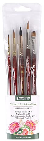 PRINCETON ARTIST BRUSH CO PFLORALSET1 PFLORALSET1-ud Pinsel, Holz Tierhaar Kunsthaar, Bunt, 5 Pinceles