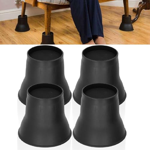 4 Pezzi rialzi per Letto Rotondi da 15 cm, rialzi per mobili Rotondi Resistenti con Cuscinetti Antiscivolo, Fino a 990 kg, per Divano Letto, scrivania, Sedia, Frigorifero
