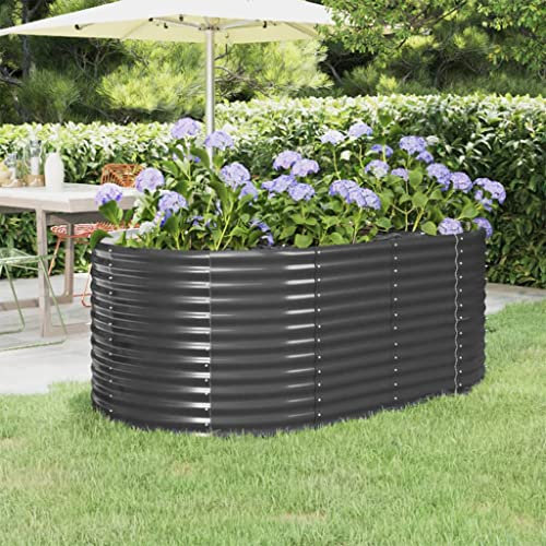 WIFESE Macetero de acero recubierto de polvo, 175 x 100 x 68 cm, jardinera grande, jardinera de metal para exteriores, maceta grande, color antracita