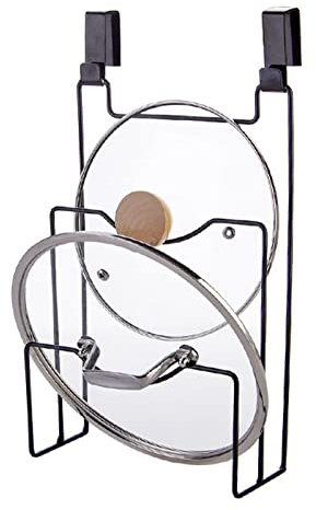 Syfunlv Support de Couvercle de Pot, Support de couvercle de porte, Rangement Couvercle Casserole Placard, pour Montage Mural de Cuisine ou de Porte 8.2 x 20.5 x 30.8 cm.
