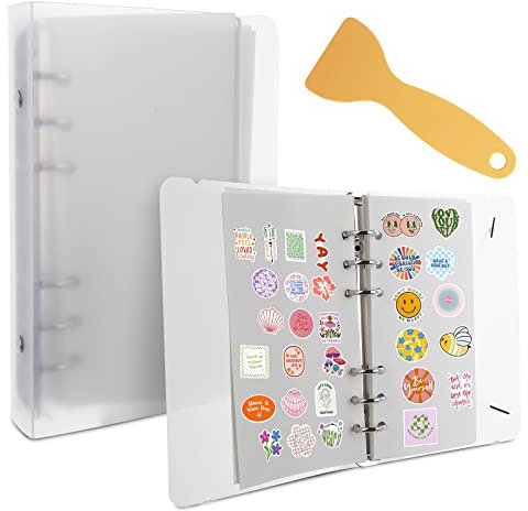 Lusofie D'autocollants Transparents Album De Collection D'autocollants Réutilisables Avec Grattoir Activité Autocollant Stockage Classeur Vierge Pour Collecter Des Etiquettes (40 Feuilles, A6)