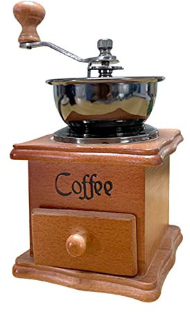 Manuelle Kaffeemühle,Vintage Kaffeemühle Manuell ​aus Holz,Kaffeebohnenmühle mit Einstellbarer Zahnradeinstellung und Keramischem Konischem Grat,Handkaffeemühlen für Zuhause,Büro und Reisen Office