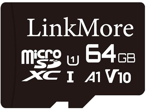 LinkMore Tarjeta Micro SDXC de 64 GB, Compatible con A1, UHS-I, U3, V10, Clase 10, Velocidad de Lectura de hasta 90 MB/s, Velocidad de Escritura de hasta 35 MB/s, Adaptador SD Incluido