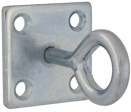 Amig - Gancho de Techo - Anclaje de Pared con Fijación de Tornillo - 50 x 50 x 8 Gancho Ø8 mm - Placa de Ojo - Gancho Cerrado - Placa Fija de Sujeción - Acero Zincado