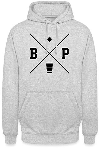 Spreadshirt Bierpong Logo Geschenkidee Unisex Hoodie, 3XL, Hellgrau meliert