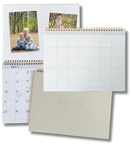 Paper 'n Such- Blank Calendar, Undated Monthly Planner, Simple Desk Agenda -DIY Custom Scrapbook for Photos -15 Sheets, Spiral Bound, Large 8.5x11, Customizable for Home, Office, or School