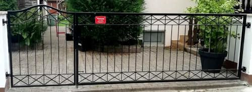 Metall Eisen Gartentor Hoftor mit Tor Pforte Crossline-GFT300/120RBS Feuer Verzinkt Modern 300 cm 3m Doppelflügeltor