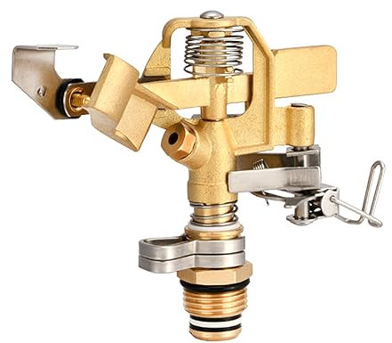 Eden 16032 Brass Impact Sprinkler, Heavy Duty Sprinkler Head, Adjustable 0-360 Degrees Pattern, Watering Sprinklers for Yard, Lawn and Grass Irrigation