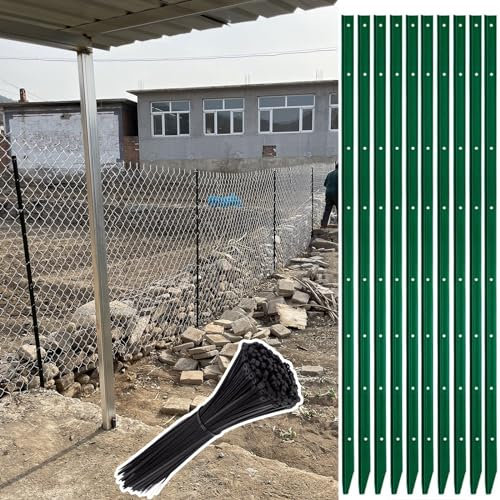 WDJBPSH Heavy Duty Metal Fence Post, 4 5 6 Ft Tall Mesh Pillar for Holding Garden Wire Fence with Zip Ties, Y-type Pointed Column for Gardens/Patios/Farms/Lawns (Color : Pack of 10, Size : 1.8m/5.9ft