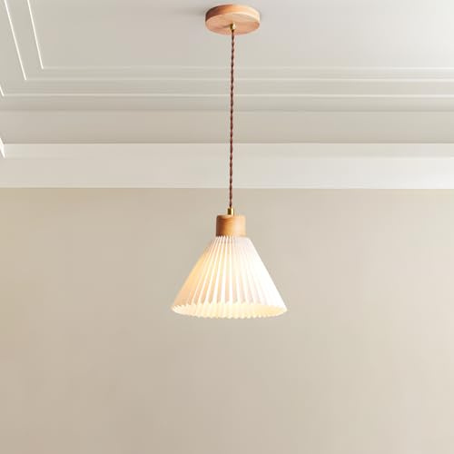 niuniaj Lampadario Sospensione Moderni,Lampadari Legno Con Parasole Tessuto,Lampadari a Sospensione E27,Lampadario 1 Luci creativo lampada sospensione per Camera da Letto Sala da Pranzo,Cucina