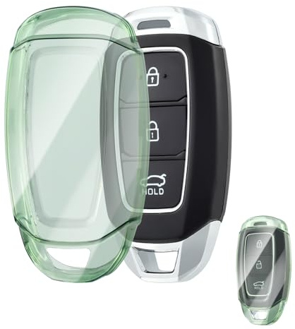 OFFCURVE Schlüsselhülle Transparent für Hyundai i10 i30 ix25 ix35 Santa Fe | TPU Autoschlüssel hülle für Hyundai i10 i30 ix25 ix35 IG Santa Fe Kona Elantra Grandeur Solaris Azera Tucson Palisade
