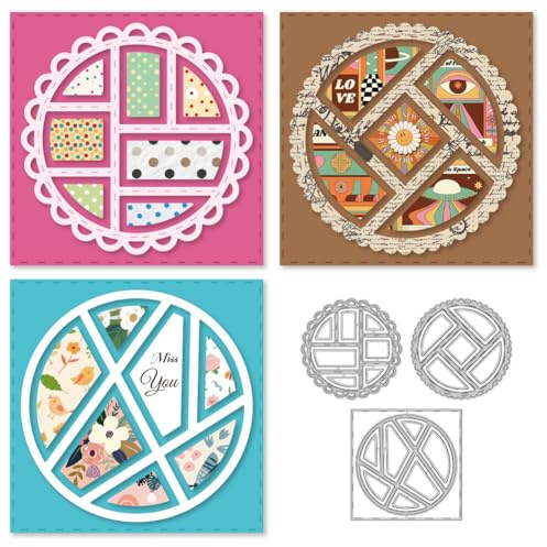 DELORIGIN Runde Spleißrahmen, Stanzformen, Kartenherstellung, Stanzschablone, Karbonstahl, Stanzformen, Karten, Scrapbooking, Prägeschablone, Metallschablone für Karten, Bastelpapier, Album,