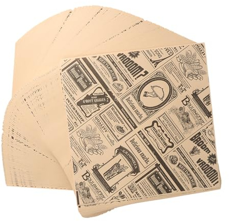 YILANJIN 200 Feuilles Papier Alimentaire à Frites pour Panier, D'emballage, Anti Graisse - Burger Sandwich Pain Fromage (22x22cm)