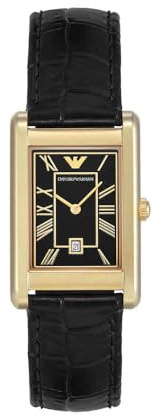 Emporio Armani Orologio Analogico al Quarzo Uomo con Cinturino in Pelle AR11666, Nero Opaco, 25 mm