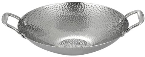 Wok de acero inoxidable de 9 pulgadas Mini wok de doble mango Wok antiadherente de fondo redondo Wok grueso de inducción para saltear sopas y pastas Wok pequeño Mini wok Wok de fondo redondo Wok de ac