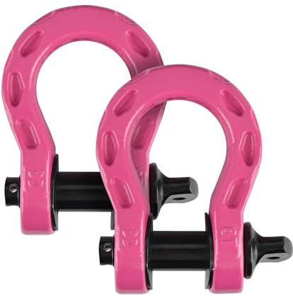 CONJUNTO 2X Husar Winch Grillete 8 T | De carga 8000 kg, Construcción de Acero Extra Fuerte, Uso versátil, Conexiones Para Cinturones, Cuerdas, Cadenas y Aplicaciones Todoterreno,Color Rosa