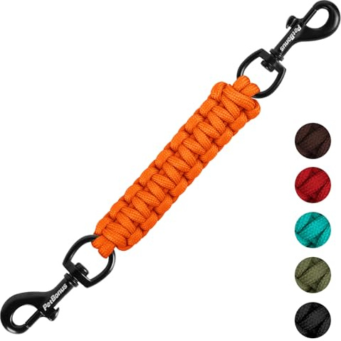 PetBonus säkerhetsclip för hundhalsband, handgjord reservsäkerhetsrem för hundsele, dubbeländat spänne koppelkoppling (orange)