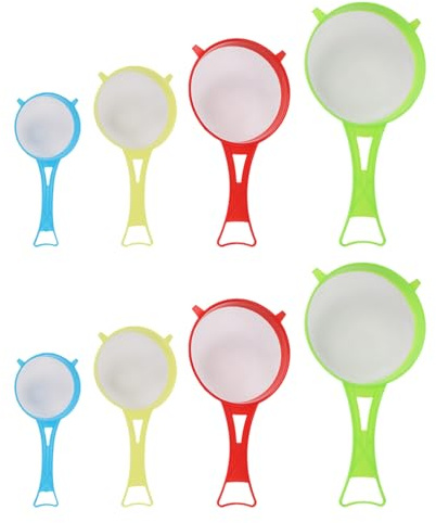 HINFHI 8 Pieces Handheld Flour Sieve, Creative Plastic Filter, Classic Minimalist Filter, Kitchen Baking Tool For Solid Liquid Separation.