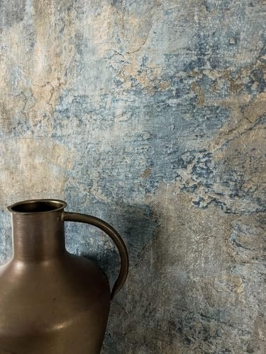 Newroom Vliestapete Blau Betontapete Industrial Modern Wohnzimmer | Verwitterte Sichtbetonoptik, raue Putzstruktur, kühles Blaugrau, Mustertapete Schlafzimmer, Loft-Stil