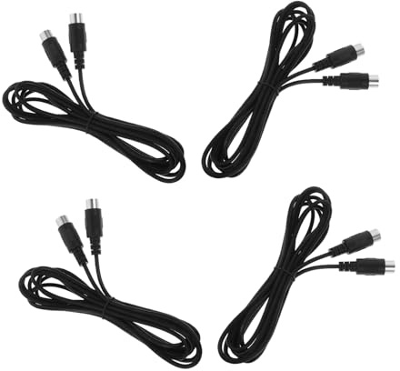 Midi Kabel 4 Stück, 3 Meter, Stecker Stecker für Synthesizer | Elektronische Drums, Schwarz, Kupfer/pvc, Musikbearbeitung und Bidirektionale Übertragung