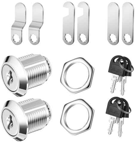 2PCS Mailbox Lock Replacement Cabinet Cam Lock Keyed with Keys 5/8 Cylinder Secured File Cabinet Locks Easy to Install Mail Box Locks and Key Set Toolbox Locke Zinc Alloy Drawer Locke and Key
