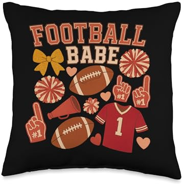 Football Babe Coquette Design with Jersey and Pom Poms Throw Pillow