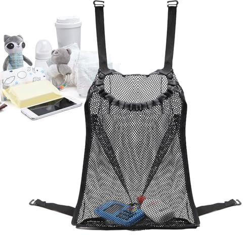 Kinderwagentasche – 32,5 cm Organizer für Kinderwagen mit verstellbaren Gurten | Nylon Netz Wickeltasche für Neugeborene | Universalbehälter | große Kapazität für Spiele Windeln Zubehör