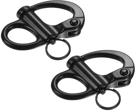 PATIKIL Quick Release Shackle 69mm, 2Pcs 316 Stainless Steel Fixed Bail Snap Shackle Boat Sail Connector for Outdoor Camping Nautical Ships Industrial Hoisting Pet Chains, Black