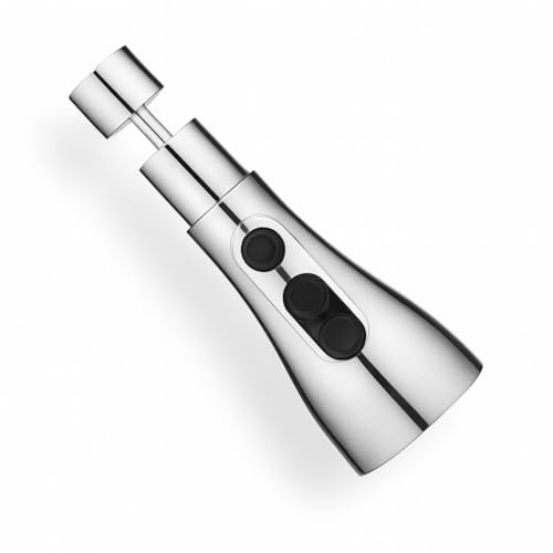 Soffione Aeratore per Rubinetto Cucina 3 Funzioni | Getto Regolabile a Lame, Doccia e Flusso Morbido e Ugello Spruzzatore Universale in Acciaio Inox Cromato