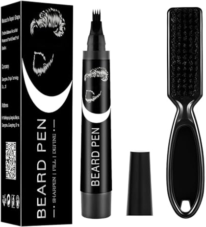 YUPZAR Bartstift für Männer Kit, Bartfüller Stift mit Bürste, Effektive Verbessern Gesichtshaar für Schnurrbart & Augenbrauen(Schwarz)
