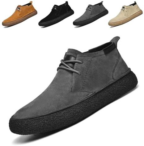 Herr Chukka-stövel, Herr Klassisk Klänning Casual Chukka Stövlar, Mockaskor Med Snörning(Grey Lace Ups,42 EU)