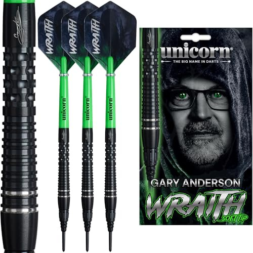 Unicorn Juego de dardos de punta suave | Gary 'The Flying Scotsman' Anderson Phase 6 | Wraith | Barriles de 90% tungsteno | Vuelos ultrafly duraderos impresionantes | Puntos épicos | 20 g
