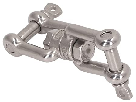 Grillete de doble mandíbula de acero inoxidable 304, conector de anclaje de mandíbula inoxidable, grillete enrollable resistente con rotación de 360 ​​grados, diseño desmontable (10MM)