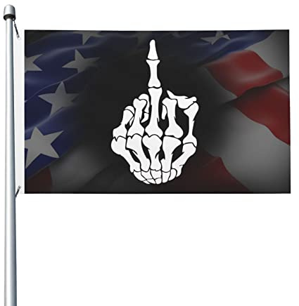 Skull Skeleton Bone Middle Finger Bandiera Da Esterno 90X150Cm Colorato Divertenti Bandiera Pirata Banner Per Soggiorno Casa Camera Da Letto