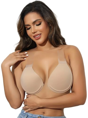 hogtnd Sujetador adhesivo invisible con cinta adhesiva para levantamiento de senos, sujetadores push up para pechos grandes, sin espalda, sin tirantes, regalos push up para pechos grandes, color, H