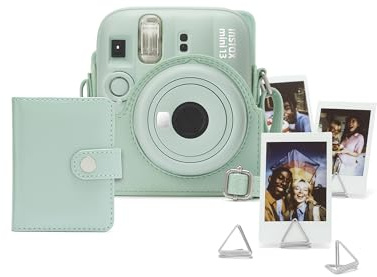 Kit d’Accessoires pour Appareil Photo instantané Instax Mini 13 Contenant Un boîtier prêt à photographier, Un Mini-Album et des Clips Photo, Vert Lagune