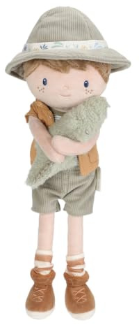 Little Dutch Weiche Stoffpuppe Kuschelpuppe - Ranger Jim - mit Krokodil - 35 cm groß - für Jungen ab 12 Monate - Safari Friends