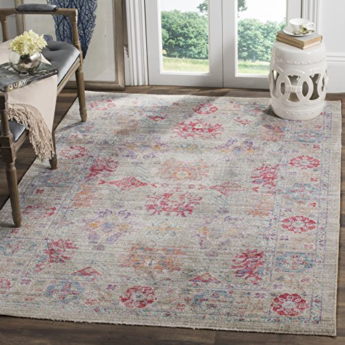 Safavieh Boho Chic Indoor Woven Rectangle Area Rug, Windsor Collection, WDS309, in Grey / Fuchsia, 122 X 183 cm for Living Room, Bedroom or Any Indoor Space