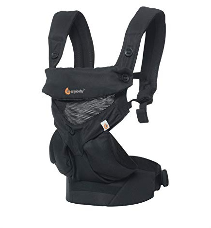 Ergobaby Babytrage bis 3 Jahre mit Cool Air Mesh, Onyx Schwarz, 1 Stück (1er Pack)