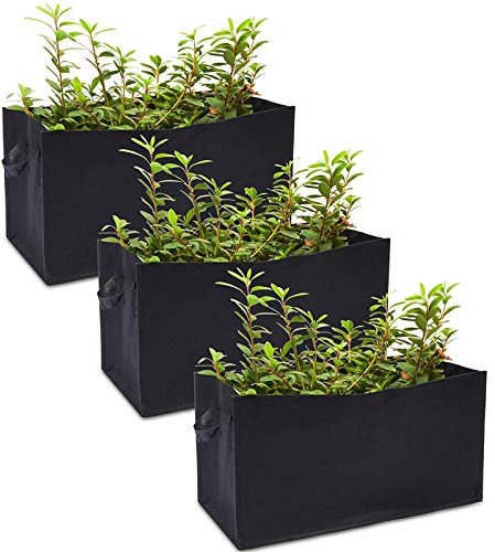 DOPORA Pflanzen Taschen Rechteckig Garten Pflanzbeutel aus Fühlte Pflanzsack Anzucht mit Griffen für Tomaten Kartoffeln Blumen Erdbeeren Pflanzen Wachsen Taschen Balkon Grow Bag Pflanztaschen Wa
