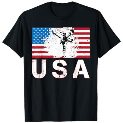 USA Karate team American flag US Martial Arts men women Kids T-Shirt