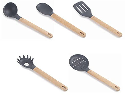Lacor 68190 - Set de 5 utensilios de cocina UNITE fabricados en silicona | En silicona flexible, listo para el uso diario en cocina; libre de BPA, ideal para cocina profesional y uso diario en casa