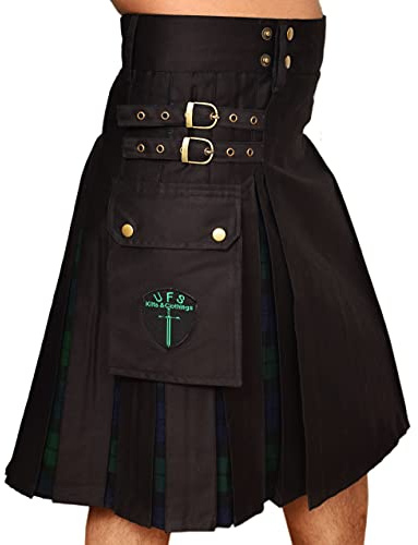 UFS Kilts – Hybrid Utility Kilt for Men in Cotton & Tartan, Sizes 30''-66'' (Blackwatch 38)