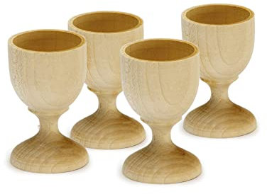 Erzi 10681 Eierbecher 4er Set aus Holz, Kaufladenartikel für Kinder, Rollenspiele