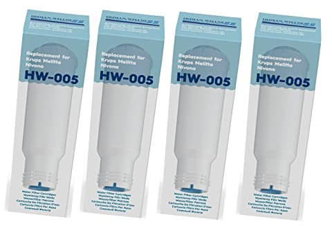 4 x Wasserfilter HW-005 kompatibel mit Filterpatrone Krups F088 Kaffeevollautomaten und Espresso-Maschinen; Melitta Pro Aqua; Nivona NIRF700; AQK-05