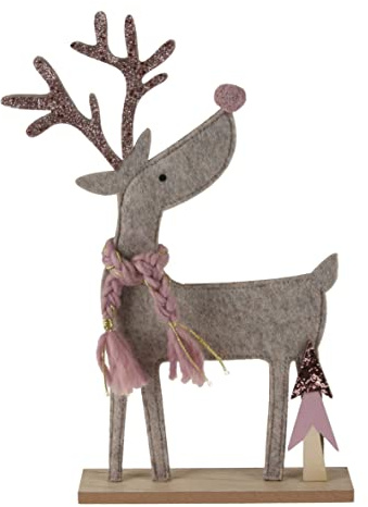 ZauberDeko Deko Rentier mit Schal Hirsch Holz Filz Dekofigur 2fach Sortiert Weihnachten 32cm, Form:Rechts