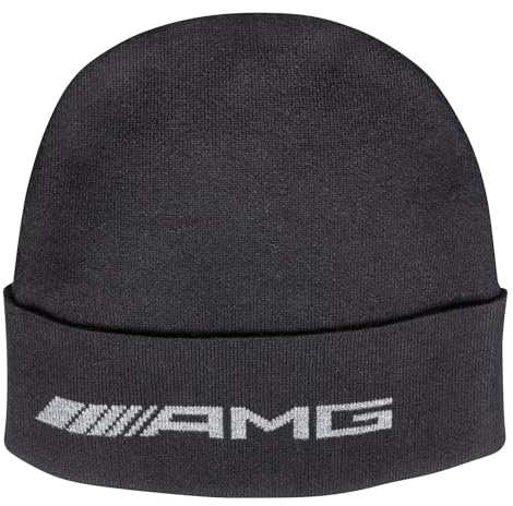 AMG Strickmütze, 100 % Baumwolle, Schwarz, mit weißer Stickerei AMG, offizielle Mercedes-Benz Kollektion