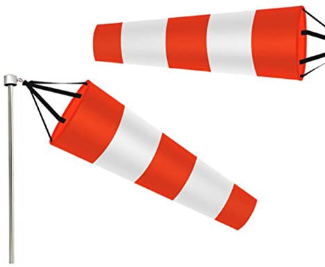 Manica a vento, indicatore di direzione del vento, in poliestere, con cintura riflettente, 100 cm (rosso + bianco)